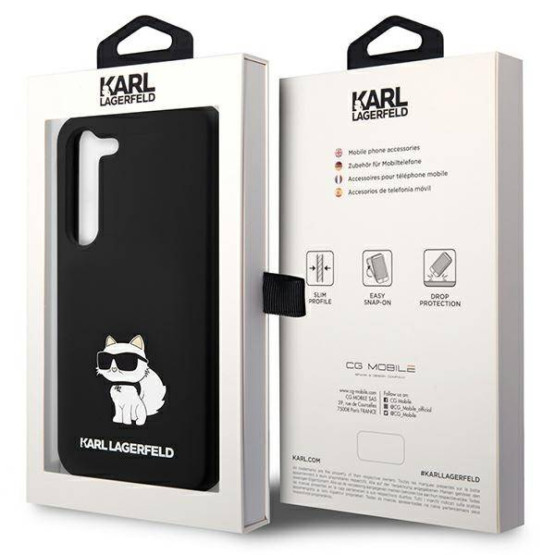 Гръб Karl Lagerfeld Liquid Silicone Choupette NFT Case за Samsung Galaxy S23 - Черен