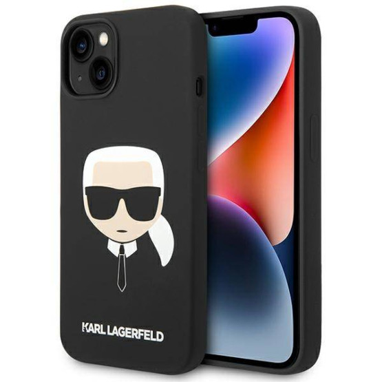Гръб Karl Lagerfeld Liquid Silicone Гръб Karl Head Case за iPhone 14 - Черен