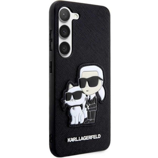 Гръб Karl Lagerfeld Saffiano Karl and Choupette за Samsung Galaxy S23 - Черен