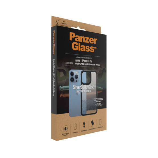 Гръб PanzerGlass SilverBulletCase за Iphone 13 Pro - Черна рамка