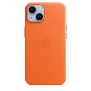 Оригинален гръб Apple Leather Magsafe Cover за iPhone 14 - Orange, MPP83ZM/A