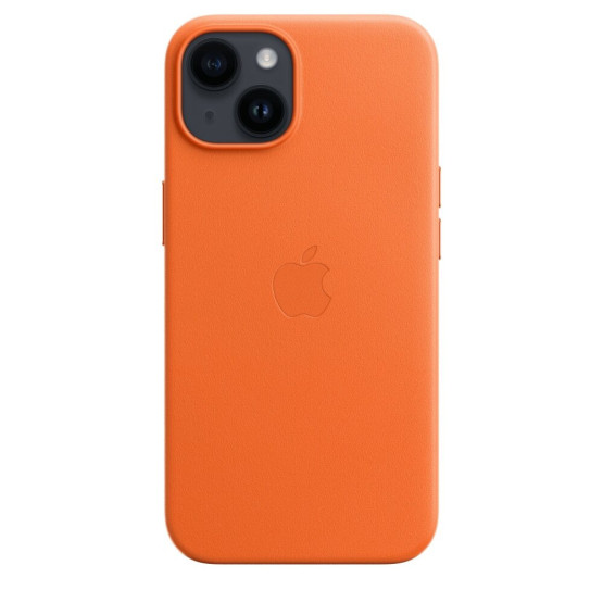 Оригинален гръб Apple Leather Magsafe Cover за iPhone 14 - Orange, MPP83ZM/A