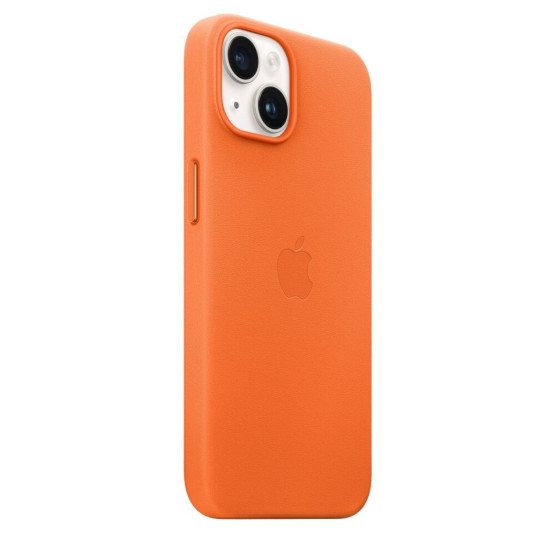 Оригинален гръб Apple Leather Magsafe Cover за iPhone 14 - Orange, MPP83ZM/A