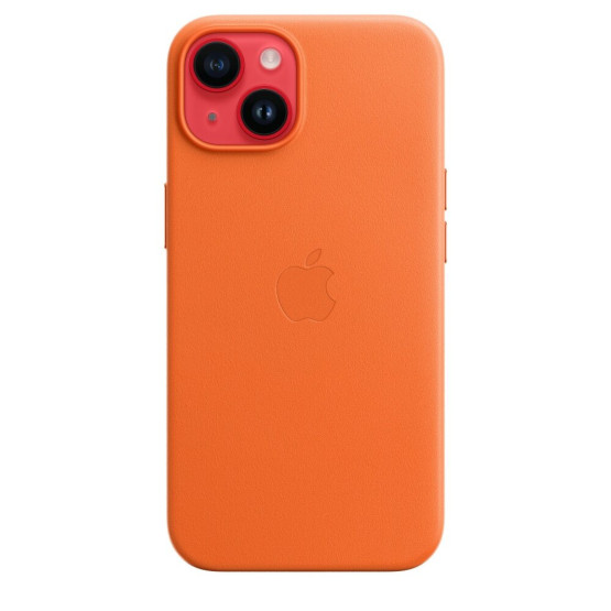 Оригинален гръб Apple Leather Magsafe Cover за iPhone 14 - Orange, MPP83ZM/A
