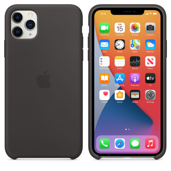 Оригинален гръб Apple Silicone Cover за iPhone 11 Pro Max - Черен, MX002ZE/A