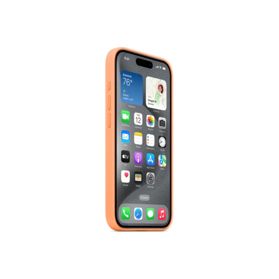 Оригинален гръб Apple Silicone Magsafe Cover за iPhone 15 Pro - Orange Sorb, MT1H3ZM/A