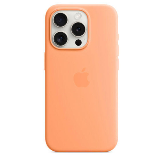 Оригинален гръб Apple Silicone Magsafe Cover за iPhone 15 Pro - Orange Sorb, MT1H3ZM/A