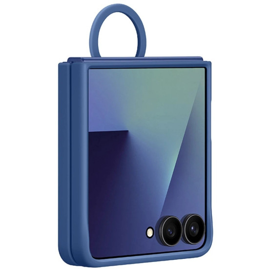 Оригинален гръб Samsung Silicone Cover with Ring за Galaxy Z Flip 7 - Син, EF-PF766TNE