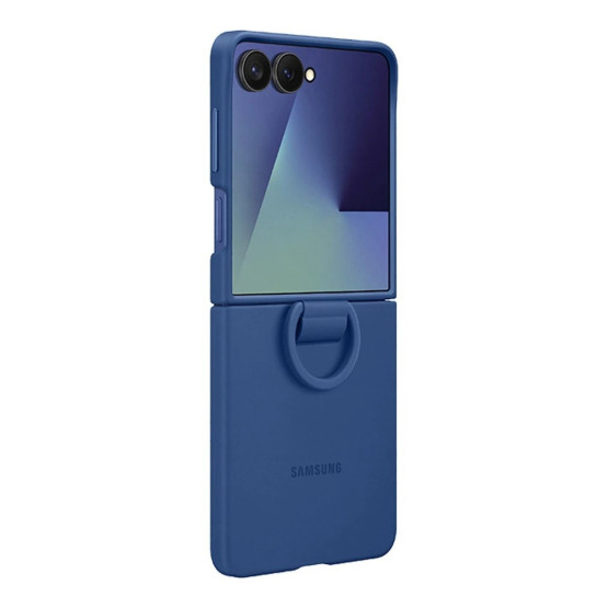 Оригинален гръб Samsung Silicone Cover with Ring за Galaxy Z Flip 7 - Син, EF-PF766TNE