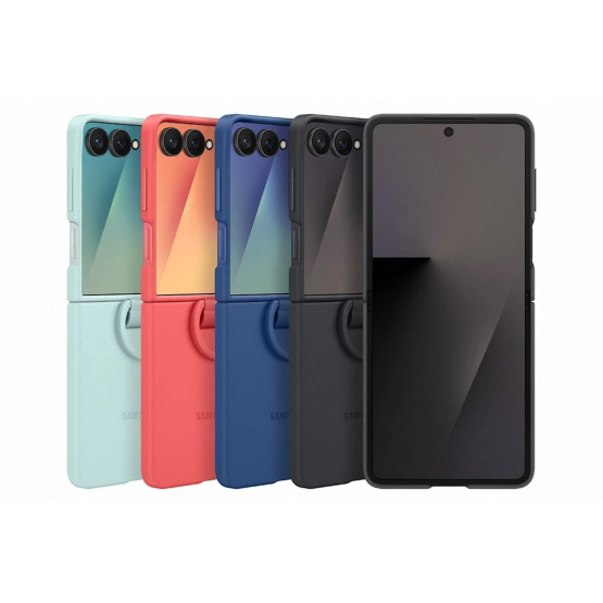 Оригинален гръб Samsung Silicone Cover with Ring за Galaxy Z Flip 7 - Син, EF-PF766TNE