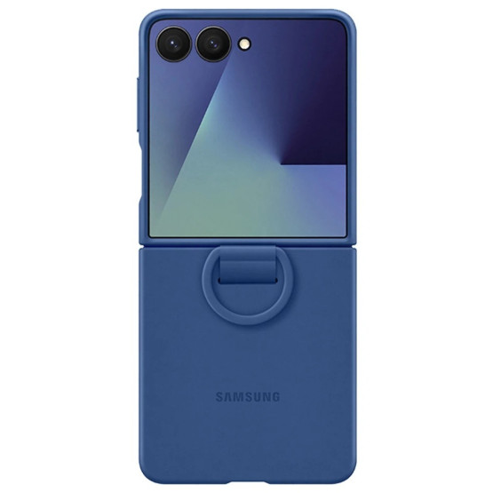 Оригинален гръб Samsung Silicone Cover with Ring за Galaxy Z Flip 7 - Син, EF-PF766TNE