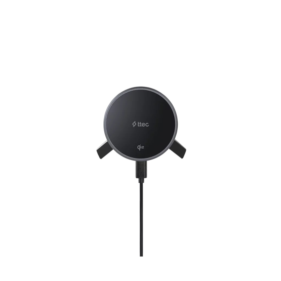 Стойка за кола ttec AirCharger Drive Pro Qi2/MagSafe 15W Wireless Fast Charger/In-Car Phone Holder with Cooling Techn. - Черна