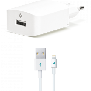 Зарядно 220V SpeedCharger USB Travel Charger, 2,1A, incl, Lightning Cable - Бяло,116579