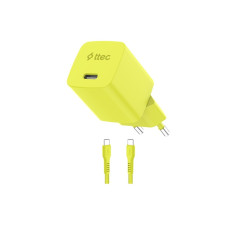 Зарядно ttec SmartCharger GaN 45W PD + Кабел USB-C, Neon Жълт