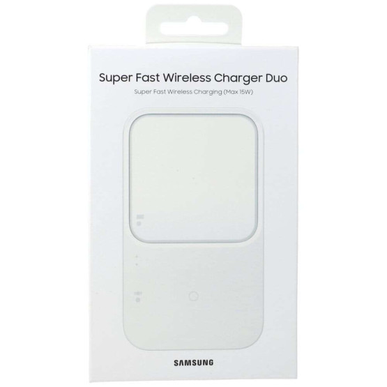 Безжично Зарядно Wireless Charger Samsung Duo, 15W, 1.67A, (w/o TA) - Бяло, EP-P5400BWEGEU