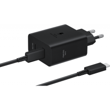Оригинално Зарядно 220V Samsung Dual USB-C 50W Travel Charger + USB-C Data C - Черно, EP-T5020XBE