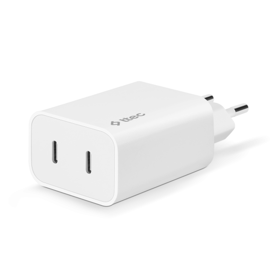 Адаптер ttec SmartCharger Duo PD 40W Travel Charger USB-C + USB-C - Бял