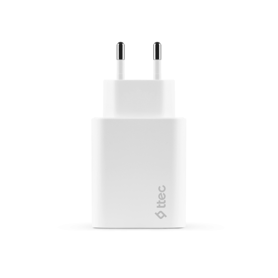 Адаптер ttec SmartCharger Duo PD 40W Travel Charger USB-C + USB-C - Бял