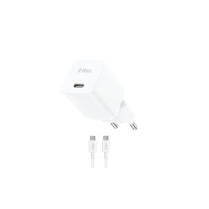 Зарядно ttec, SmartCharger, GAN, 20W, PD, Travel Fast Charger + USB-C - USB-C 60W Cable,Бяло