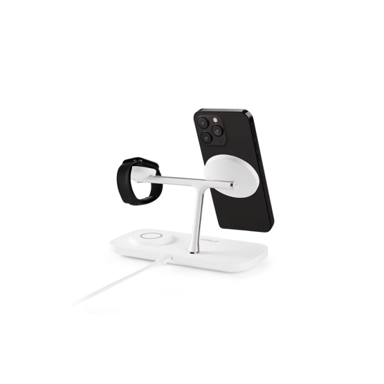 Безжично Wireless зарядно ttec AirCharger Trio Pro Qi2/MagSafe 15W 3in1 iPhone + Apple Watch + AirPods Wireless Fast Charging Stand - Бяло