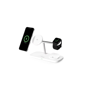 Безжично Wireless зарядно ttec AirCharger Trio Pro Qi2/MagSafe 15W 3in1 iPhone + Apple Watch + AirPods Wireless Fast Charging Stand - Бяло