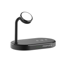 Безжично зарядно ProMate Wavepower, MFi Certified Multi-Device Wireless Charging Dock • 15W Qi Wireless Charging • 5W Apple Watch Charger • 24W SuperCharge Port• 3-in-1 Design • FOD Protection , Черен
