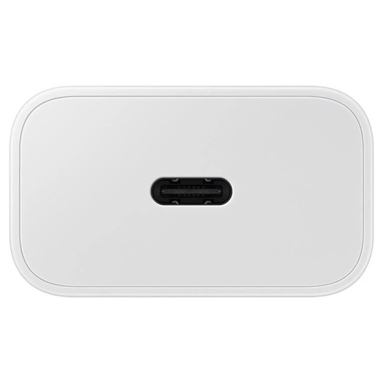 Оригинално Зярядно 220V, Samsung, USB-C 25W,, Travel Charger с Type C Data кабел, Бяло, EP-T2510XBE
