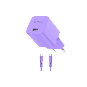Зарядно ttec SmartCharger GaN 45W PD + Кабел USB-C , Neon Лилав