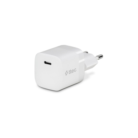 Зарядно 220V ttec SmartCharger GAN 20W PD Travel Fast Charger - Бяло