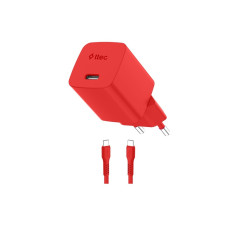 Зарядно ttec SmartCharger GaN 45W PD + Кабел USB-C , Neon Червен