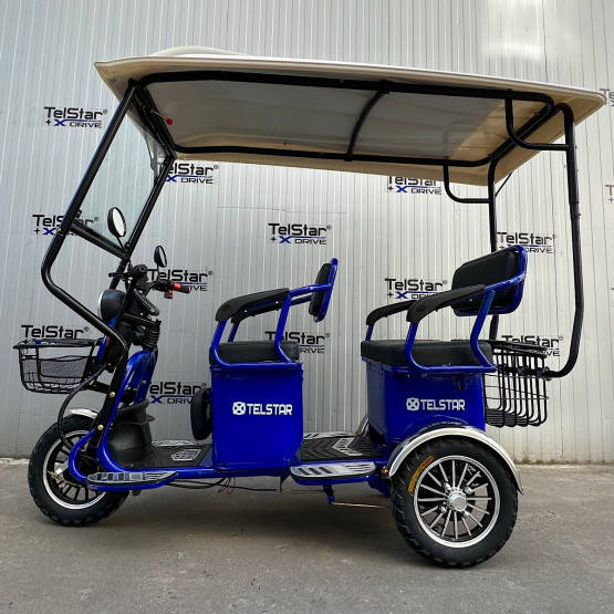 Соларна карго четириместна електрическа триколка с покрив TELSTAR TS-005.3 1500W 60V 23Ah