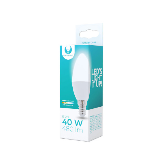 LED крушка свещ E14 C37 6W 480 LM 3000K топло бяло 230V