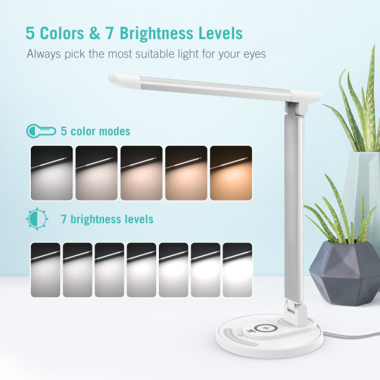 LED лампна за бюро TaoTronics с безжично зареждане, TT-DL036, 10W