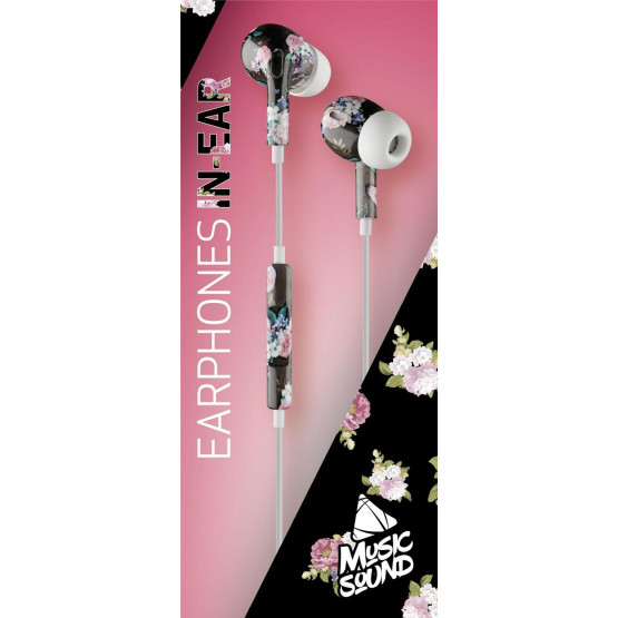Слушалки тапи Music Sound 3.5 мм. с микрофон Flowers