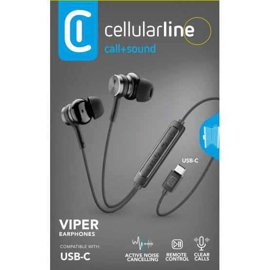 Слушалки тапи VIPER ANC USB-C микрофон черни