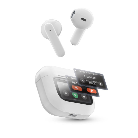 Bluetooth слушалки Music Sound TWS Groove с LCD дисплей бели