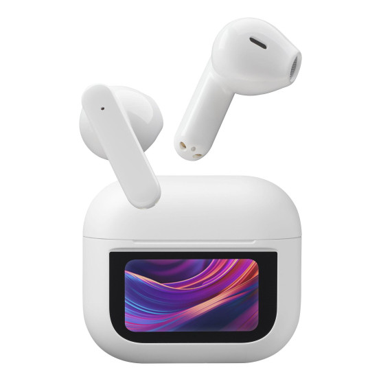 Bluetooth слушалки Music Sound TWS Groove с LCD дисплей бели
