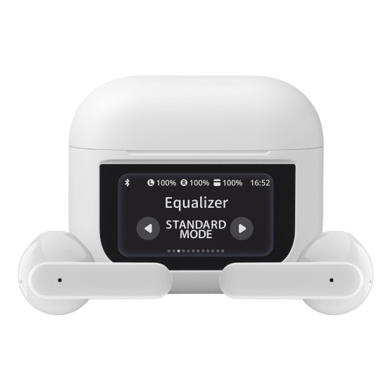 Bluetooth слушалки Music Sound TWS Groove с LCD дисплей бели