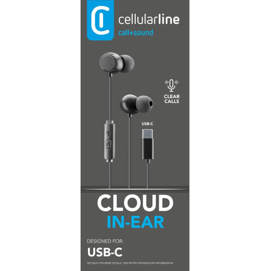Слушалки тапи USB-C с микрофон Cloud, Черни