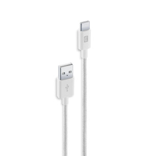 Кабел с оплетка USB - USB-C 150 см бял
