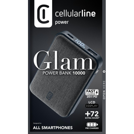 Външна батерия GLAM 20W PD 10000 mAh LCD черна