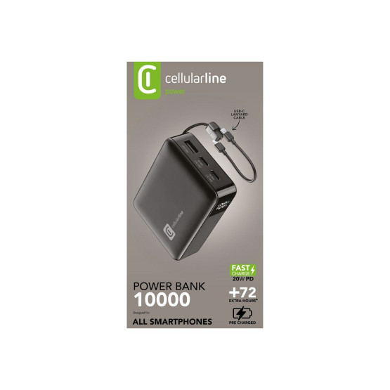 Външна батерия 10000 mAh LCD 20W с вграден USB-C кабел