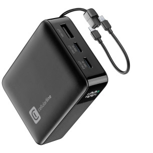 Външна батерия 10000 mAh LCD 20W с вграден USB-C кабел