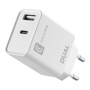 Зарядно 220V Power Delivery USB + USB-C 20W, Бяло