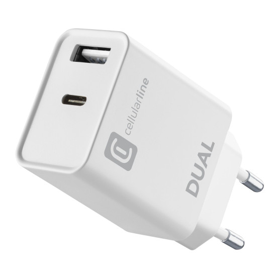 Зарядно 220V Power Delivery USB + USB-C 20W, Бяло