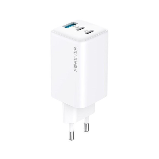 GaN PD QC зарядно устройство Forever 2x USB-C 1x USB 65W б