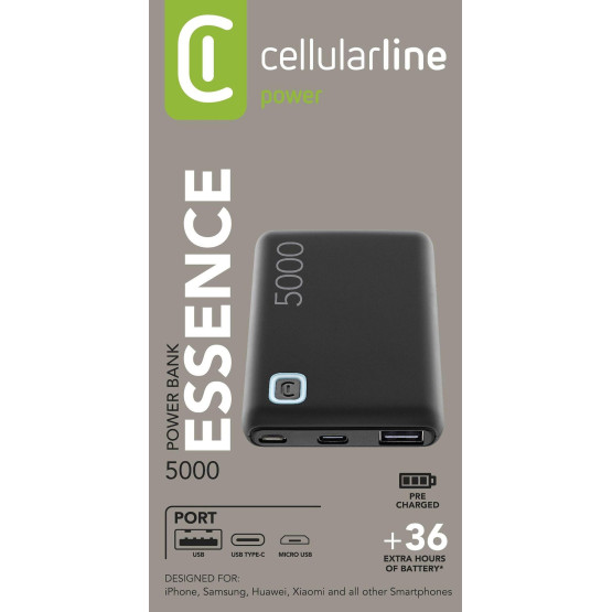 Външна батерия ESSENCE 5000 mAh, Черна