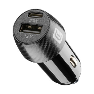Зарядно за кола 12V USB + USB-C 32W черно