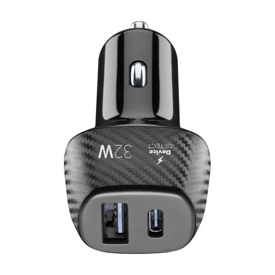 Зарядно за кола 12V USB + USB-C 32W черно