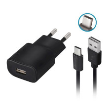 Зарядно 220V TC-01 + кабел USB C 2A Forever черно